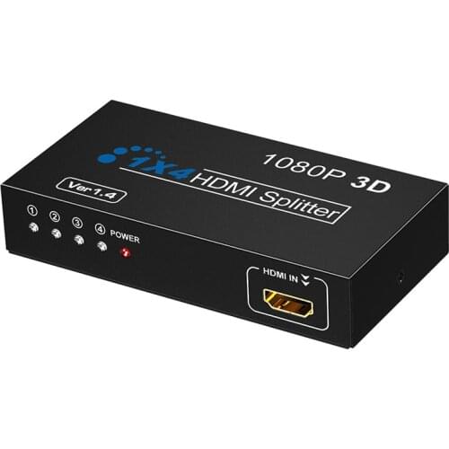 HOJIWI HD 4K x 2K HDMI Splitter Amplifier 1 in 4 Out HDMI-Compatible Signal Distributor 1080P 3D EP chip splicing screen AE07