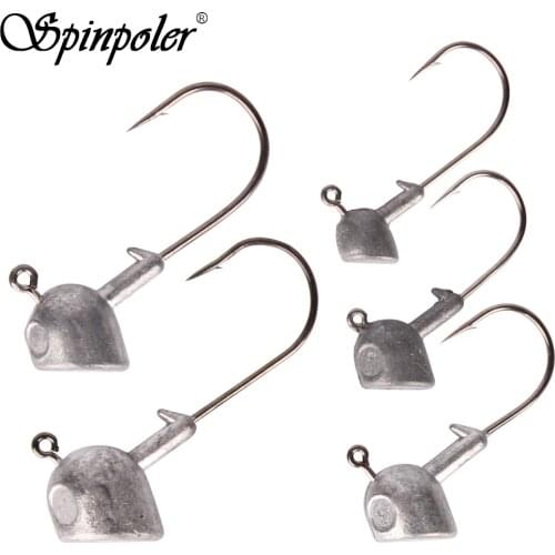 Spinpoler 3.5g/7g/10g/14g/18g Lead Head Hook Crank Jigs Bait Fishing Hooks For Soft Lure Fishing Tackle Deep Water Bullet