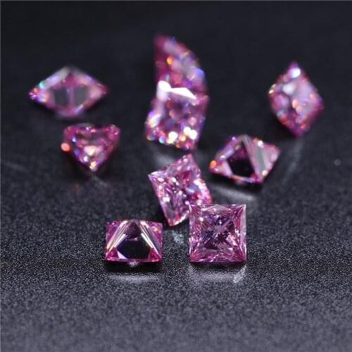 Pink moissanite Free fire diamond VVS DEF color Synthetic 1ct price loose stone pink dark moissanite princess cut