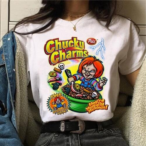 Chucky Harajuku Funny Cartoon Horror T Shirt Women Harajuku Ullzang Graphic T-shirt Vintage Anime Tshirt Fashion Top Tees Female