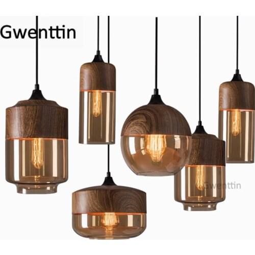 Modern Glass Pendant Lights Kitchen Lighting Fixture Vintage Iron Hanging Lamps Loft Industrial Lamp for Living Room Home Decor