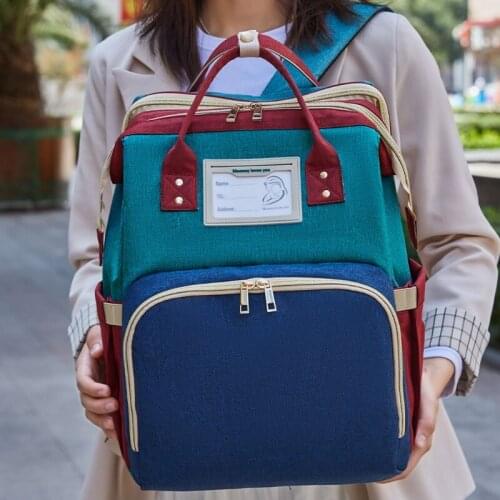 Diaper Bag with Portable Bassinet Combo 3 in 1 Expanding Nursing Diaper Bag Multifunctional Travel Mommy Bag