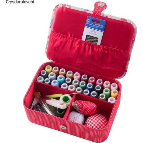 Wedding Fabric Sewing Box Home Wedding Dowry Sewing Kit 33 Stitching Needle Tape Scissor Multifunction Threads
