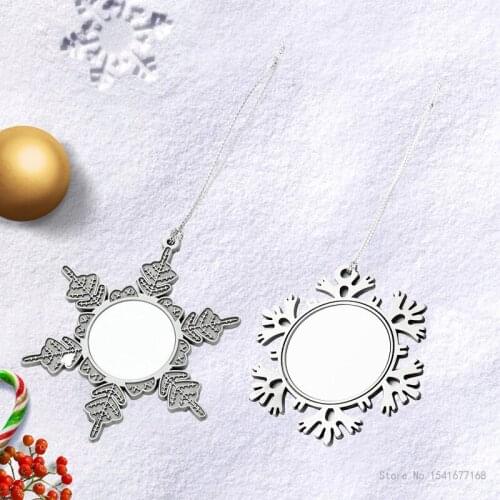 Thermal transfer blank photo metal Christmas tree pendant DIY creative Christmas ornaments gifts Christmas snowflake ornaments