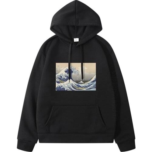 Japan World Float Wave Print Harajuku Hoodie Fall Japanese Style Men Women Hip Hop Daily Casual Sweatshirt S-3XL