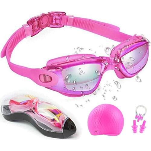 Women Men Swim Glasses Anti-fog UV Silicone Swim Caps Big Waterproof Eyewear Swimming Goggles Case Nose Earplug Diving Equipment
