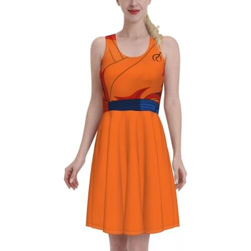 Summer 2021 Cosplay Harajuku Otakus R370 Women Dresses Sexy O Neck Japanese Anime Print Beach Dress Sleeveless Sundress Robe