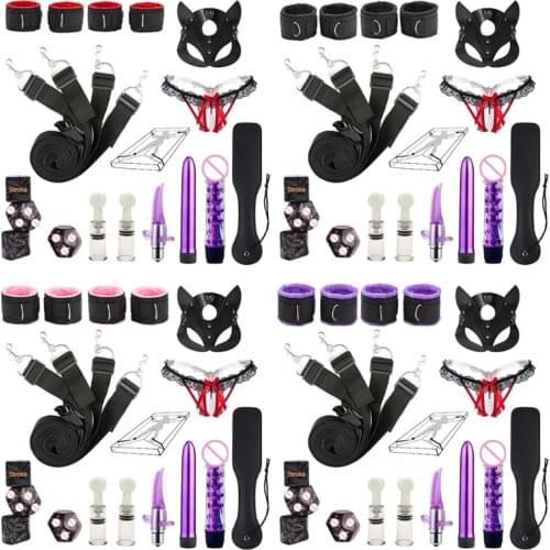 10Pcs Adjustable Restraints Bdsm Kit Safety Bondage Sets Sex Toys Under Bed Game Accessories Cosplay Mask for Couples