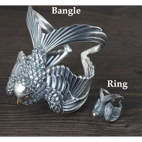 100% 925 Sterlig silver colour jewelry Thai fashion ethnic style swallow bracelet for Women silver colour ring womens