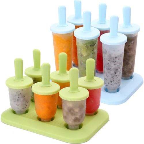 6 Cells Round Shape Summer Ice Cream Maker Food Grade Lolly Mould Diy Ice Cream Maker Popsicle Molds Kitchen Tools