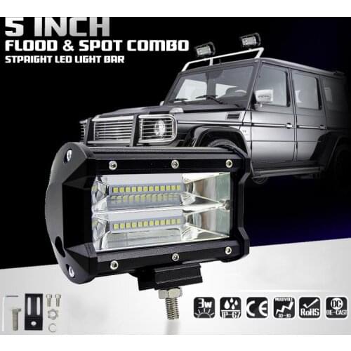 Car LED Work Light Bar Driving Lamp 5in 72W spot beam Fog Light Headlight for SUV ATV Offroad Boat Tractor Truck car accessories