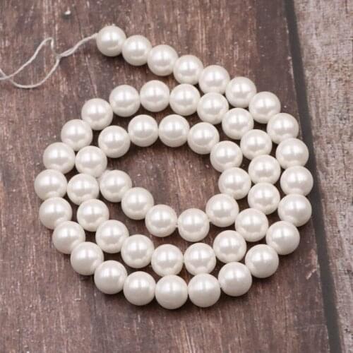 DIY Necklace Bracelet Imitation Glass Pearl Beads Round Loose Beads Accessories Glass Pearls Shell Jewelry Making Crafts 15" B7