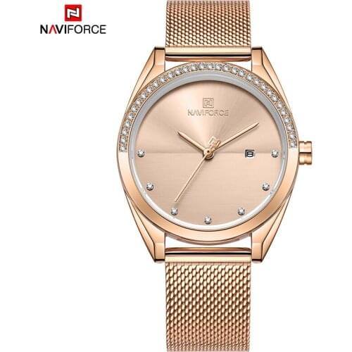 2021 New NAVIFORCE Luxury Womens Wrist Watch Clock Casual Fashion Dress Bracelet Shock Resistant With Diamonds Womens Watches