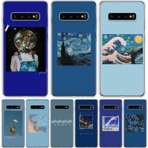 Blue Pink Aesthetics songs lyrics Aesthetic Phone Case for Samsung Galaxy A51 A71 A50 A70 A40 A30 A20E A10 A01 A21 A41 M30S A6 A