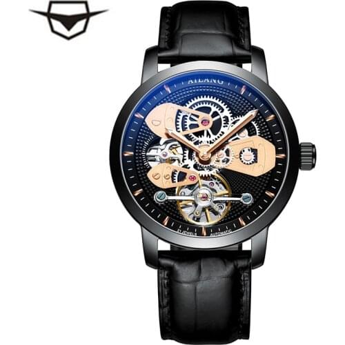 Double Tourbillon Watches AILANG Original Mens Automatic Watch Self-Wind Fashion Men Mechanical Wristwatch Leather