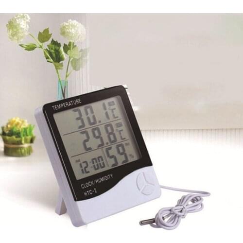 HTC-2 Electronic Thermometer Hygrometer Large Screen Digital Display High-Precision Indoor Dry And Wet LED Planting Accessories