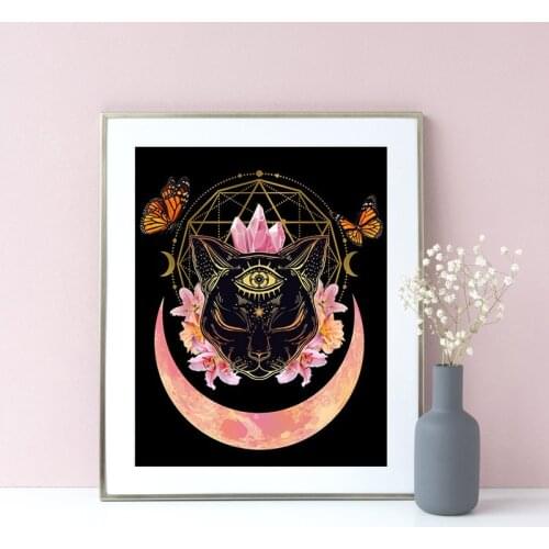 Witchy Decoration Canvas Painting Witchcraft Triple Moon Art Print Gothic Home Decoration Magic Witchy Knowledge Art Gift Poster