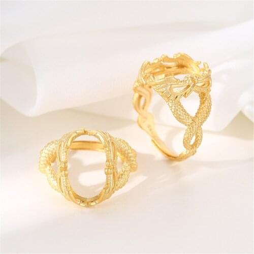 Ring Blank for 13X17mm Oval Cabochons Ring Blank Yellow Gold Plated 925 Silver Adjustable Ring Base JZ0038Y