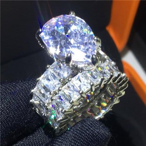 90% OFF Vintage 8ct Lab diamond ring 925 Sterling Silver Bijou Engagement Wedding Band Rings for women men Anniversary Jewelry