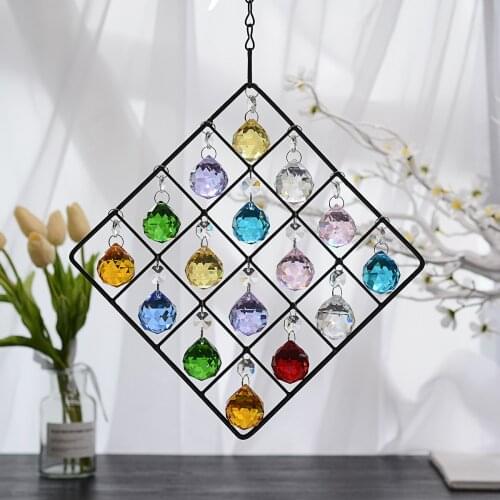 Colorful Crystal Ball Craft Hanging Window Ornament Home Decor Pendant Living Room Garden Decoration Best Gift for Friend