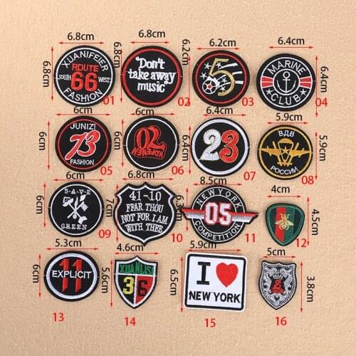 50pcs/lot Round Embroidery Patch Letter Bee Animal Clothing Decoration Sewing Accessories Diy Iron Heat Transfer Applique