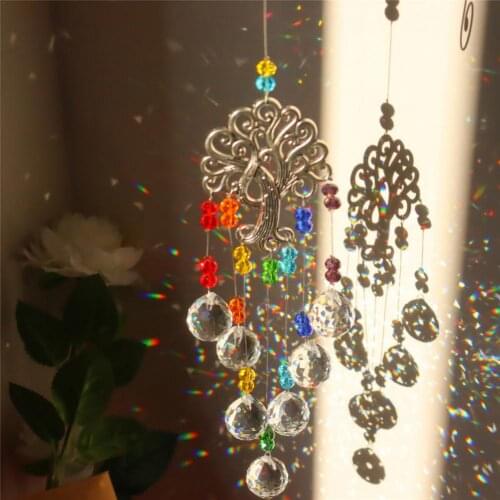 Moon Rainbow Sun Shine Crystal Hanging Prism Ornament Wind Chimes Crystal Garden Home Patio Porch Decoration Wind Chime Pendant