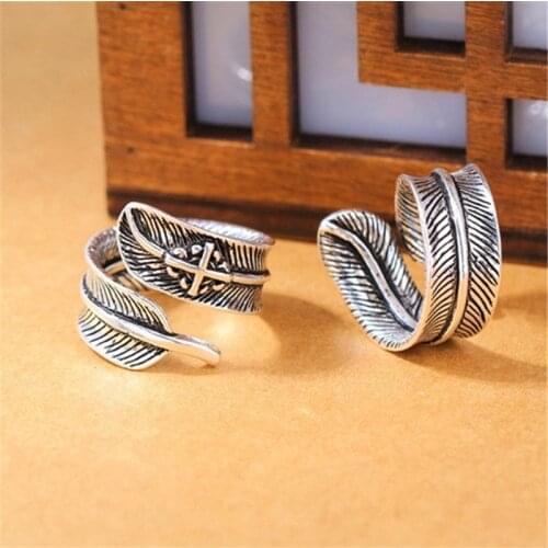 Miuoxion Wholesale Retro Feather Cross Ring Fashion Personality Jewelry For Men Women Feature Namour Charm Gift All Seasons