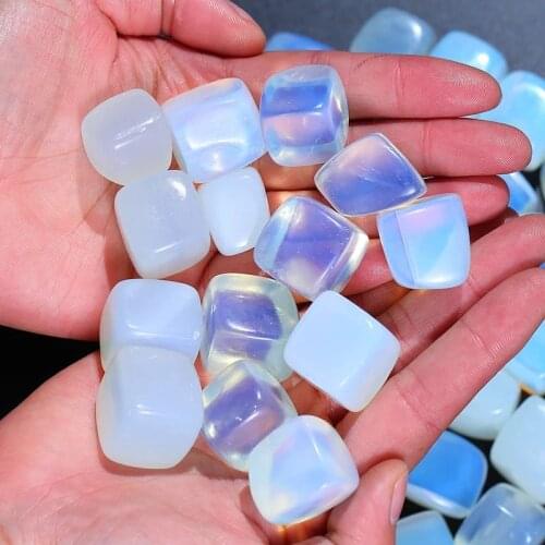 MOKAGY Natural Square Stone Opal Quartz Crystal Cube Tumbled Gemstone 10mm-15mm