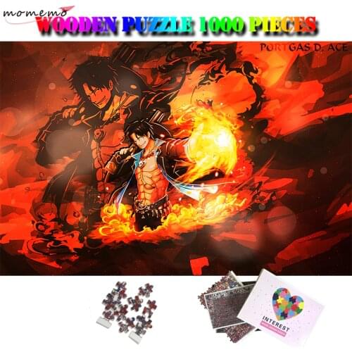 MOMEMO 1000 Pieces Wooden Puzzle Toys ONE PIECE Portgas D Ace Jigsaw Puzzles Cartoon Anime Puzzle Games Toys Nice Puzzle Gifts