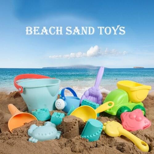 5-14Pcs Summer Silicone Soft Baby Beach Toys Set Portable Castle Sand Clay Mold Digging Shovel Tools Children Water Playing Toy