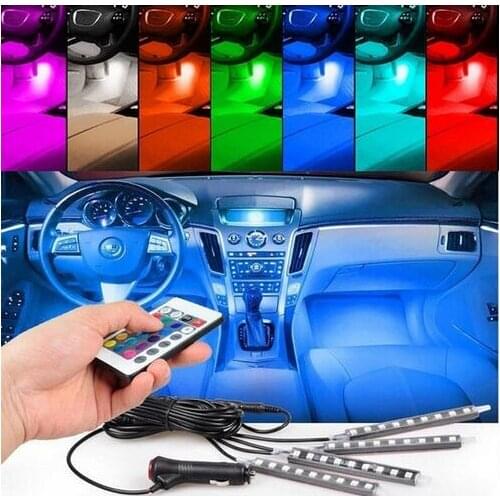 7 Color LED Car Interior Lighting Kit car styling interior decoration atmosphere light and Wireless Remote Control