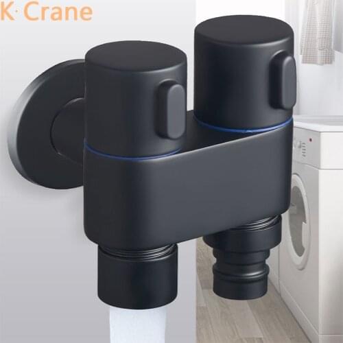 Wall Mounted Black Faucet Bathroom Copper Angel Valve Modern Washing Machine Bath Tap WC Toilet Flush Valves with Bidet Sprayer