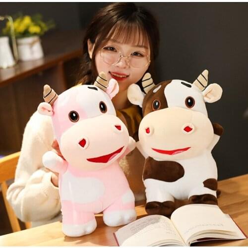 New Hot Huggable Cute Animal Cartoon Cows Stuffed Plush Toy Super Comfortable Soft Toy Children Birthday Present Christmas Gift