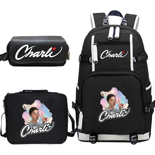 NEW 3pcs/sets School Backpacks Charli D'Amelio School Bags Teenage Girls Boys Mochila Feminina Travel Backpack Men Women Bookbag
