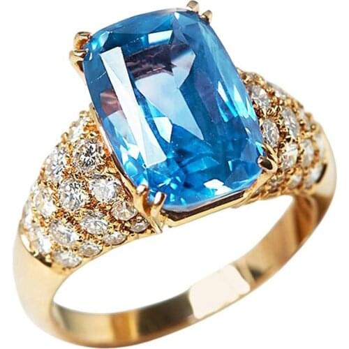 New Luxury Oval Ocean Blue Colors Micro-inlay Zircon Ring Engagement Wedding Rings For women Best Gift Party Jewelry Accessories