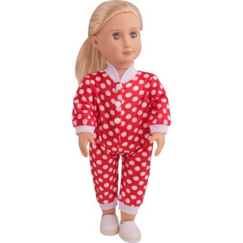 18 inch Girls doll Clothes Simple red polka dot onesie American newborn dress Baby toys fit 43 cm baby doll c5