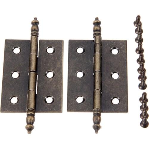 2sets Crown Head Hinges 6 holes Antique Bronze 55mm*39mm Vintage Jewelry Box Gift Decor Door Cabinet Cupboard Furniture Hardware