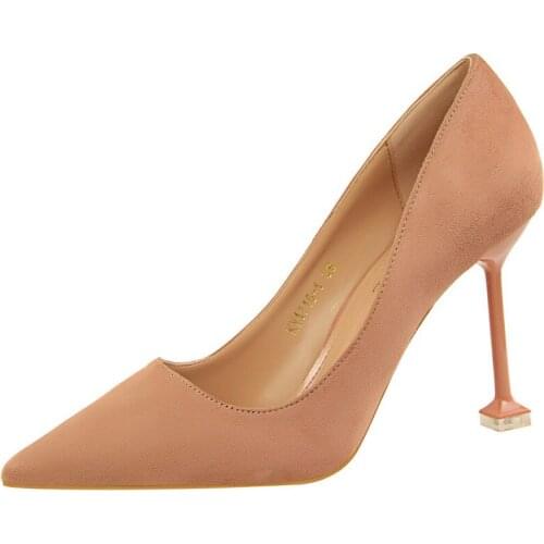 Sexy high-heeled shoes womens shoes stiletto high-heeled suede shallow pointed toe shoes