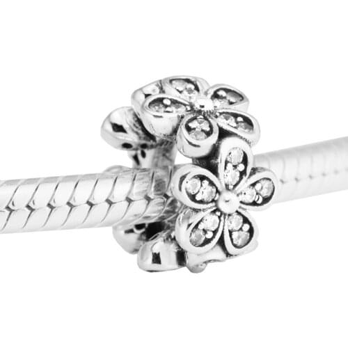 Fits For Pandora Bracelets Dazzling Daisies Charms 100% 925 Sterling-Silver-Jewelry Beads Free Shipping