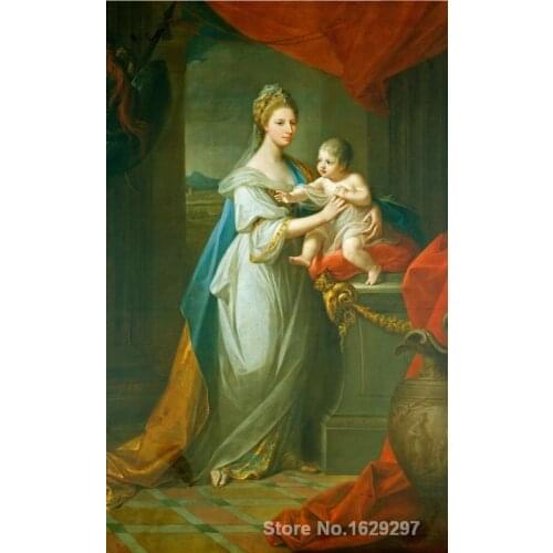 Portrait of Augusta of Hanover with her first son Karl Georg of Brunswick Angelica Kauffman painting Hand painted High quality