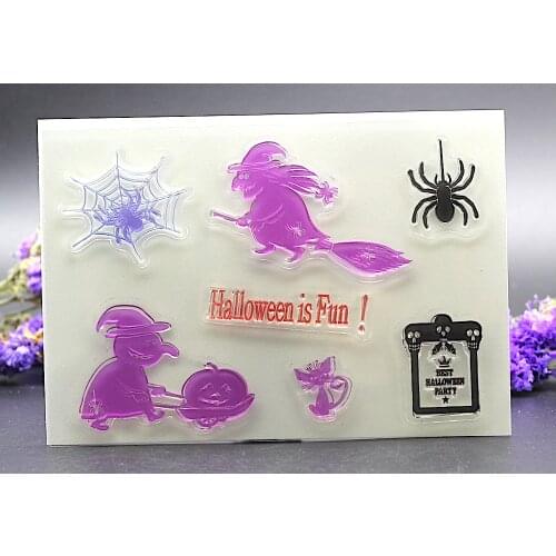 Clear Stamp bird witch halloween fun spider for DIY Scrapbook Card album paper craft silicon rubber roller transparent stamp
