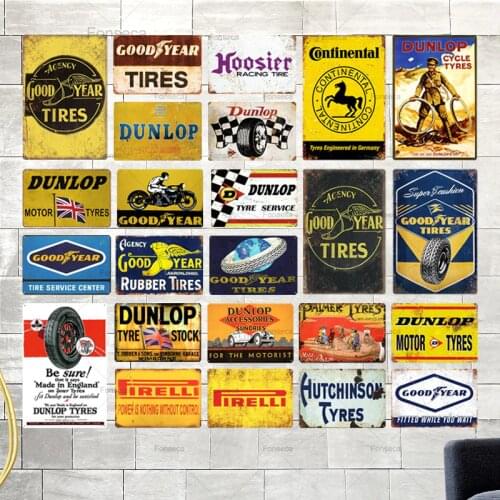 Tire Metal Signs Plaque Good Year Tires Metal Vintage Retro Tin Sign Tyre Wall Decor For Garage Iron Painting Decorative Plate