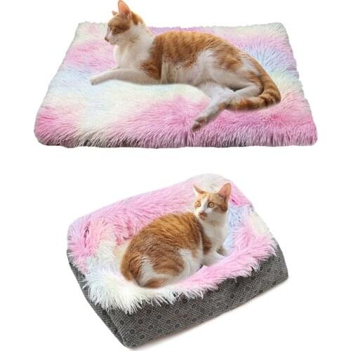 Foldable Cat House Kennel Winter Warm Sleeping Cat Bed Dual-use Cat Bed Mat Soft Plush Cushion For Cats Small Dogs Pet Products