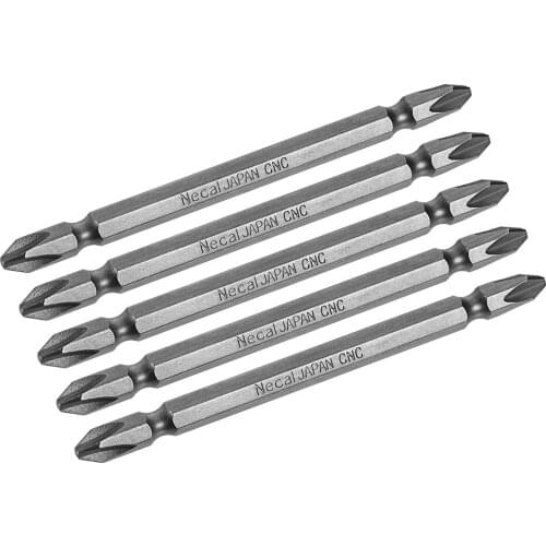 Uxcell 5pcs 1/4inch Hex Shank 100mm Length Magnetic Screwdriver PH2 Phillips Double-Head Screwdriver Bits S2 Alloy Steel