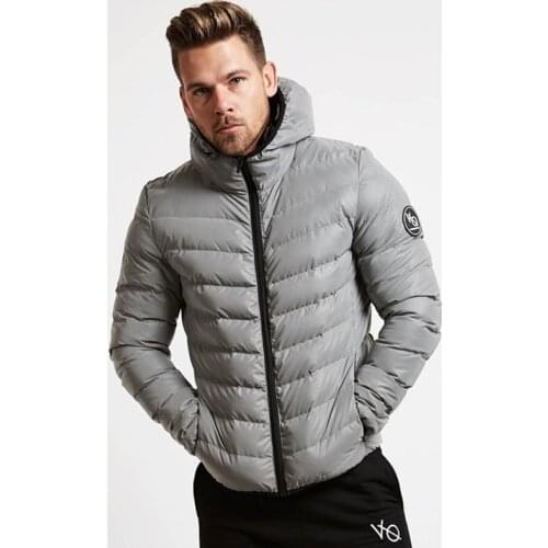 Winter Mens Hooded Parkas Full Zip Warm Cotton Sports Bomber Jackets Muscle Fit Fashionable Tide Casual Black Coat for Autumn