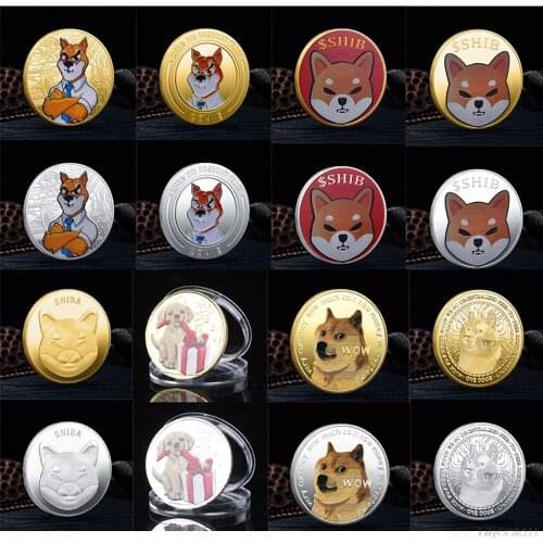 1x Funny Dog Series Metal Gold Plated Commemorative Coin Souvenir Collection Gift Home Decor