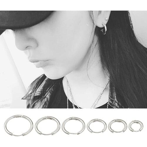1 Pair Women Stainless Steel Fashion Punk Unisex Ear Hoop Circle Earrings Jewelry Gift Coil Earring