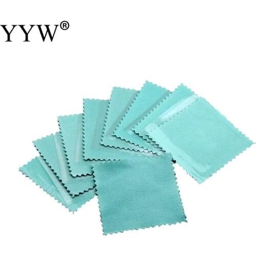 10PCs/Lot Wholesale turquoise blue Color Silver Polish cleaning Cloth Tools for Necklace Ring Bracelet Earrings Anti Tarnish