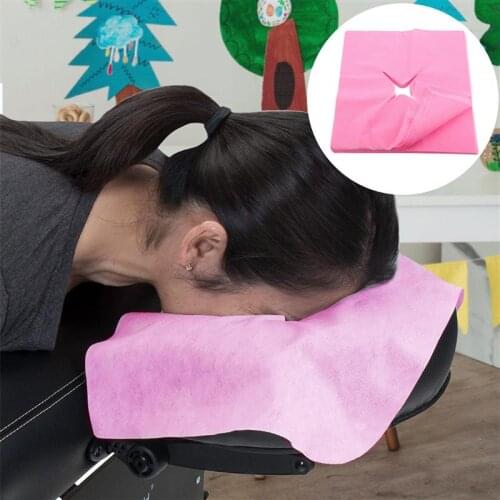100Pcs Pink Disposable Massage Headrest Pads Face Pillow Cover Cushion Cover Massage Face Cradle Table Head Rest Covers