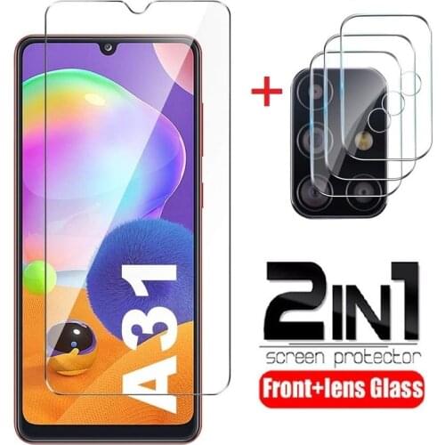 2-in-1 Tempered Glass on for samsung galaxy A31 Camera Lens Protector For samsung a31 a315 a 31 HD Clear Protective Glass Film